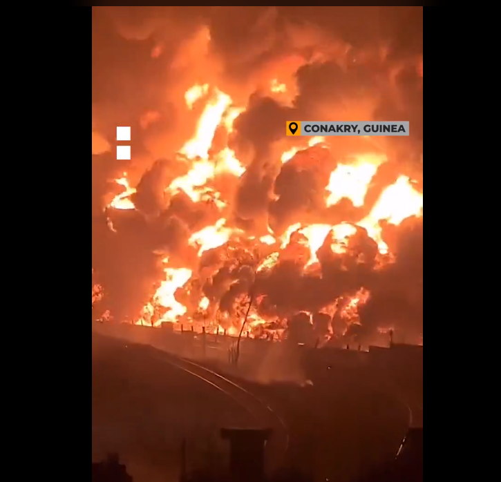 Al jazeera tweet linked , video of Fire in Guinea. 